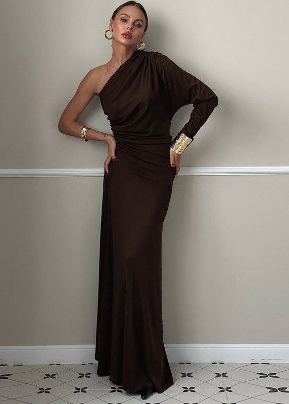 Marceline – One-Shoulder Draped Evening Gown