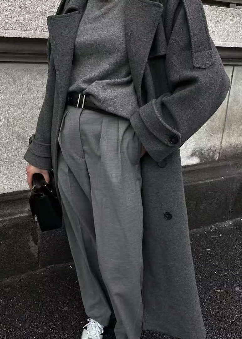 Urban Muse - Long Gray Wool Coat