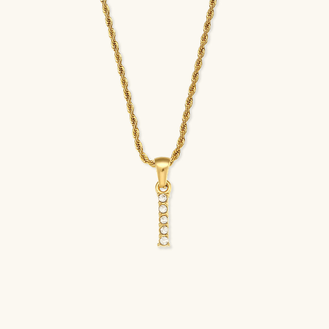 Collar Inicial Celeste con Diamante
