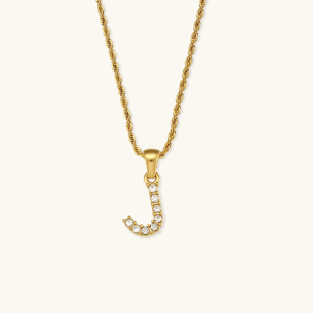 Collar Inicial Celeste con Diamante