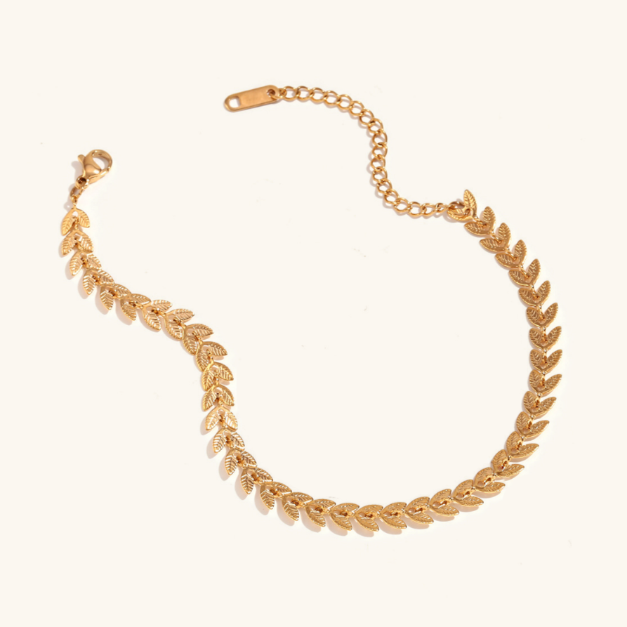 Bracelet en or feuille de laurier