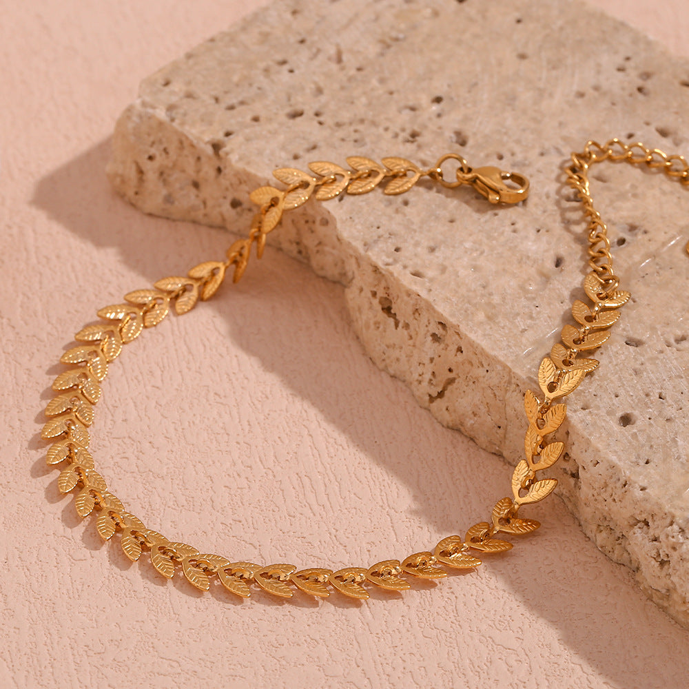 Bracelet en or feuille de laurier