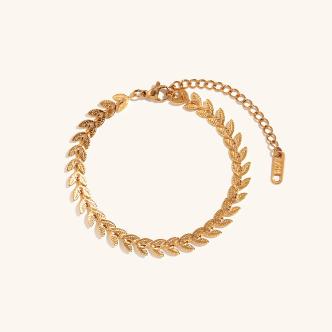 Blad Cascade - Gouden Geplateerde Enkelband