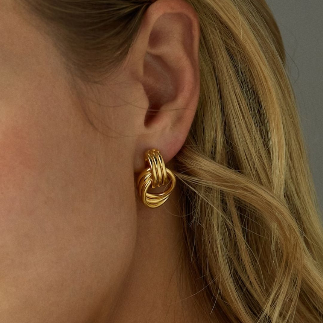 Boucles d'oreilles en anneau interconnecté Luna