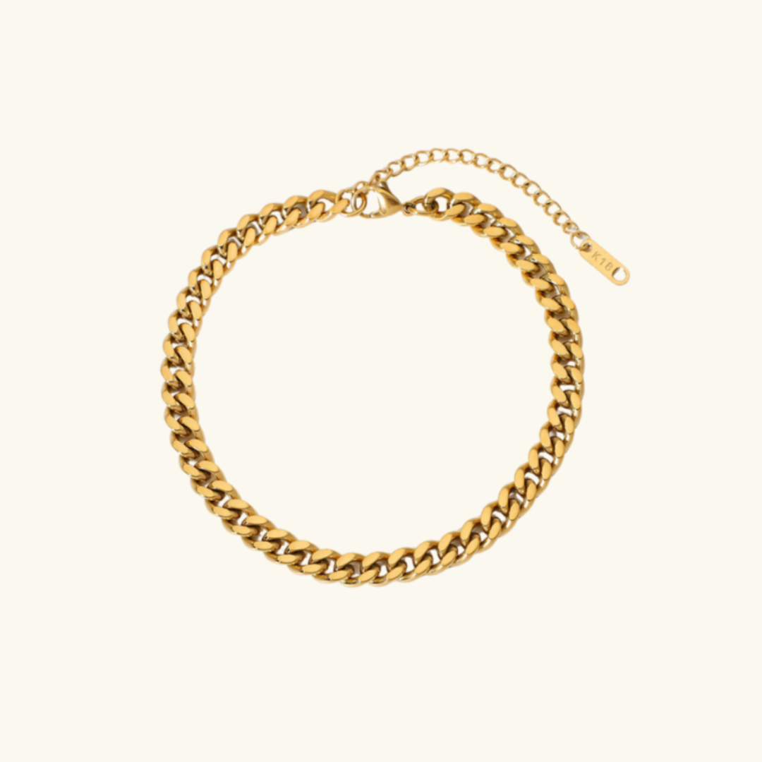 Luxe Cubaanse Schakel Gouden Enkelband