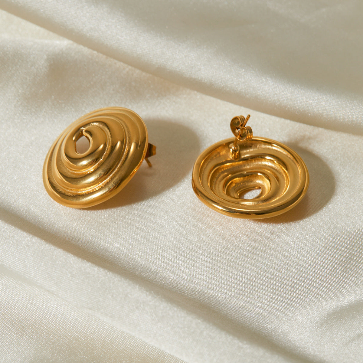 Luxe Spiraal - Gouden Ronde Oorbellen