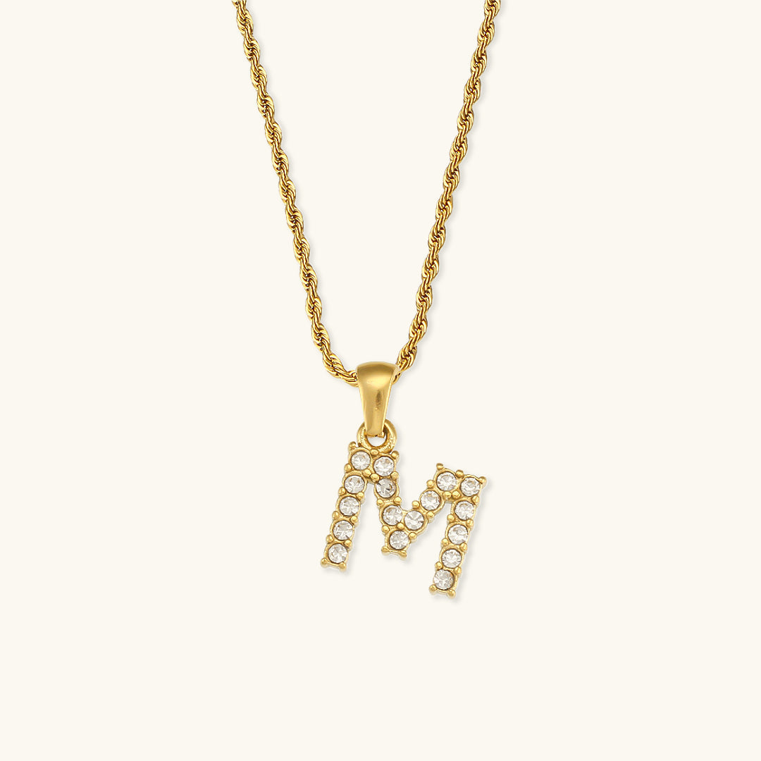 Collar Inicial Celeste con Diamante