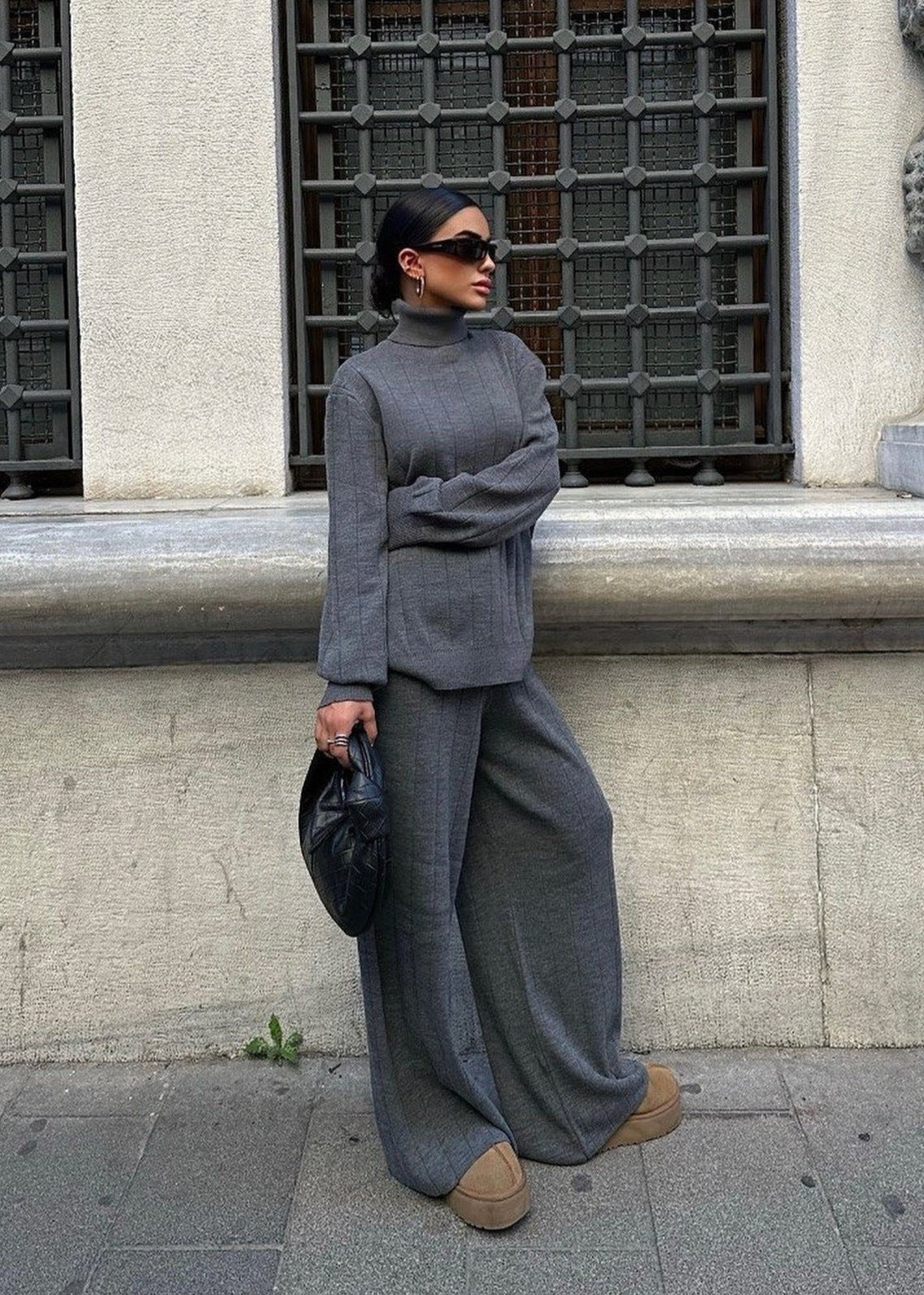 Ensemble de Tricot Charbon Sophistiqué