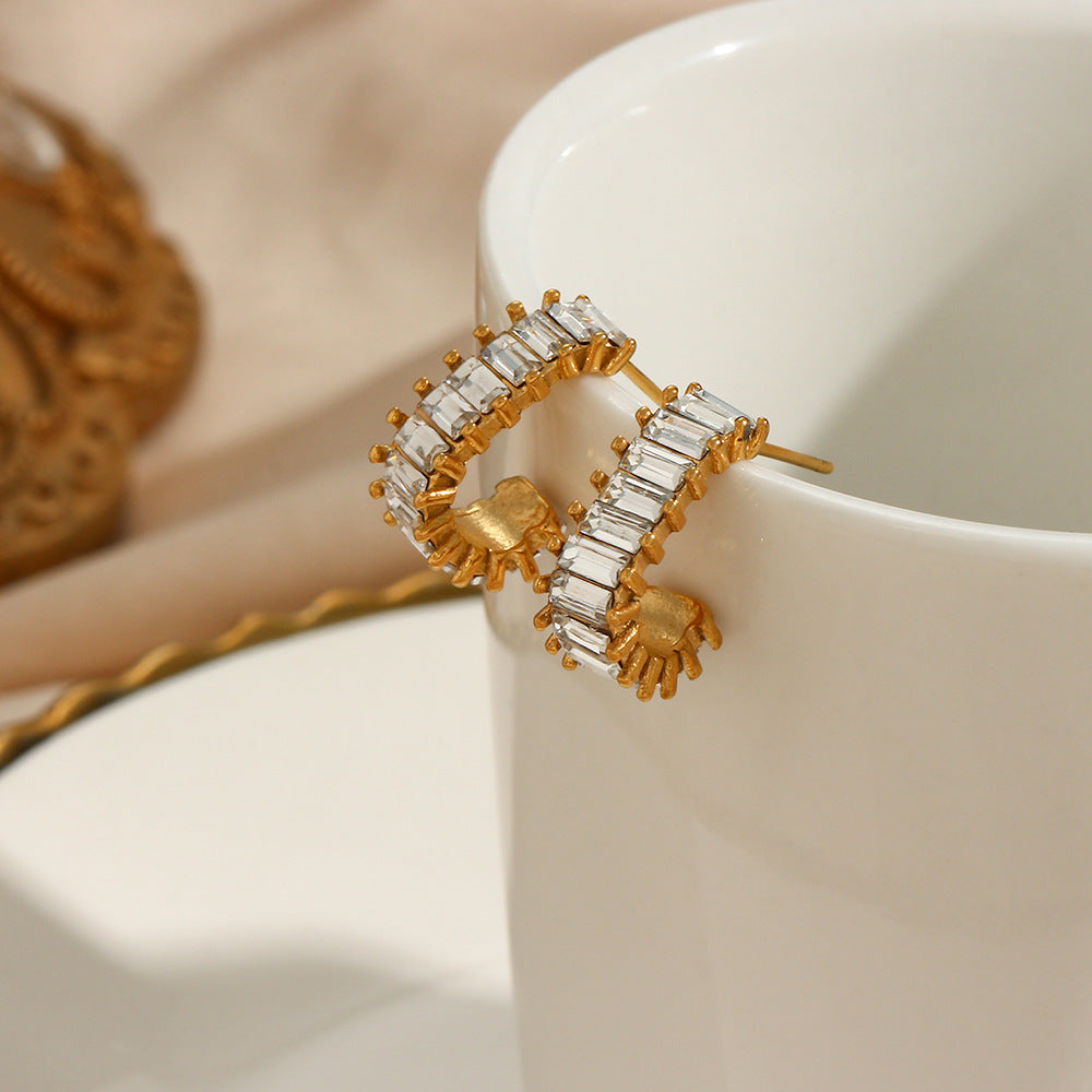 Nova Baguette - Gouden Diamant Simulant Oorbellen