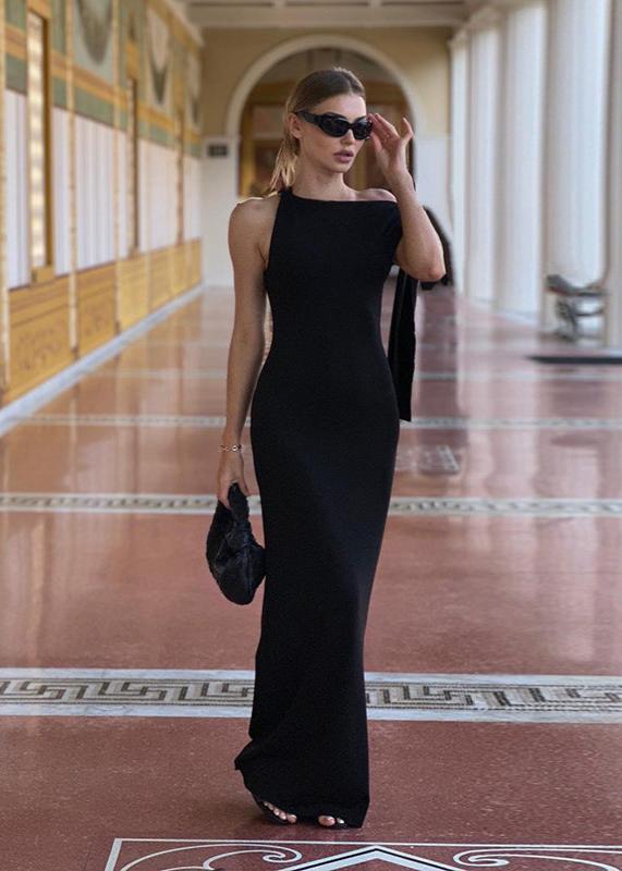 Abito lungo elegante monospalla