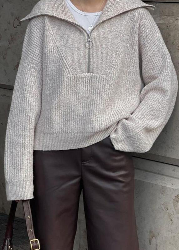 Gezellige Ribgebreide Half-Zip Trui