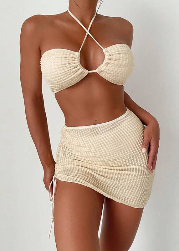 Santorini - Conjunto de baño de tres piezas con top halter TextuRed