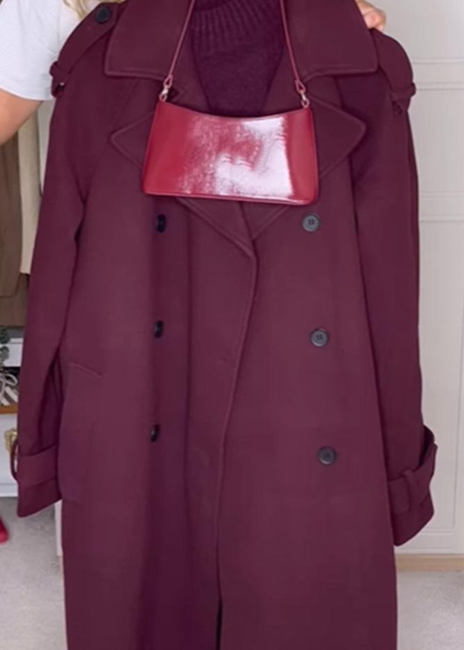 Manteau en laine ceinturé Bordeaux