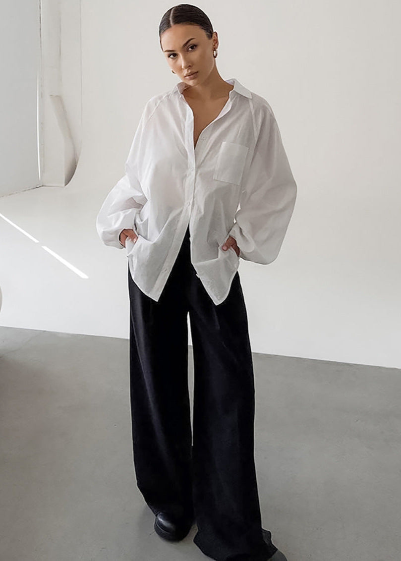 Elara - Chemise boutonnée en lin surdimensionnée