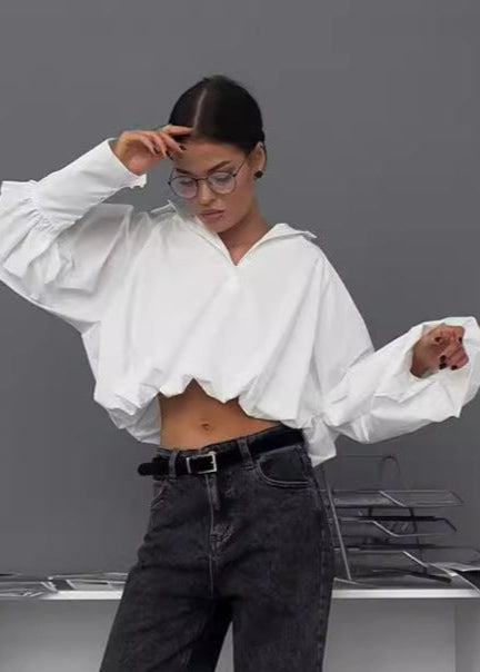 Aria - Cropped Ballonmouw Shirt