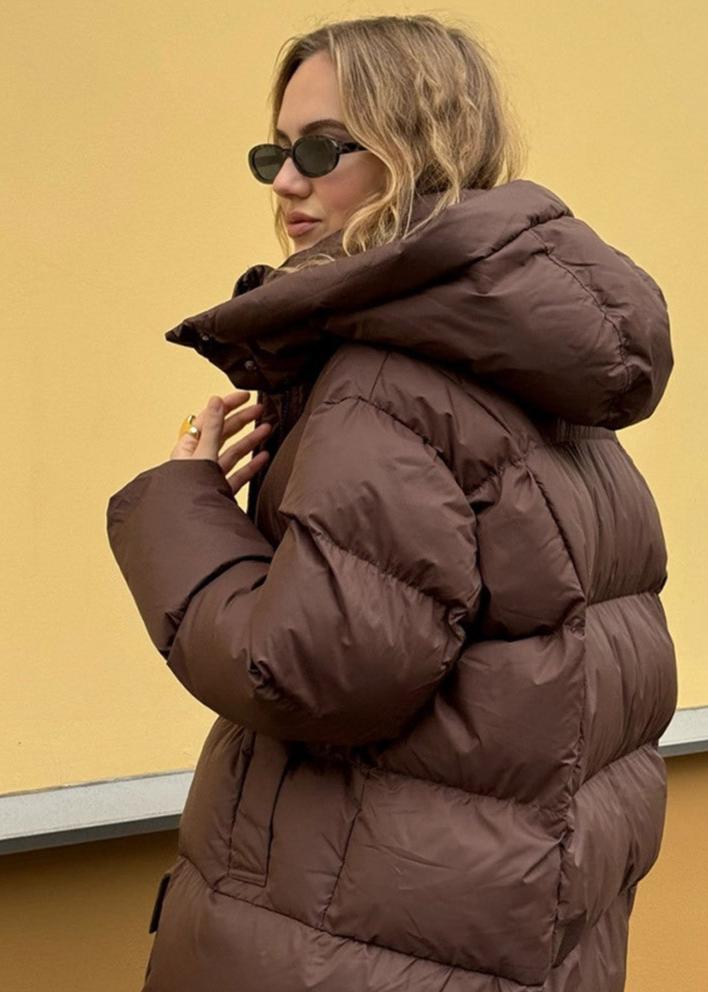 Veste Puffer Chocolat à Capuche - Confortable et Tendance