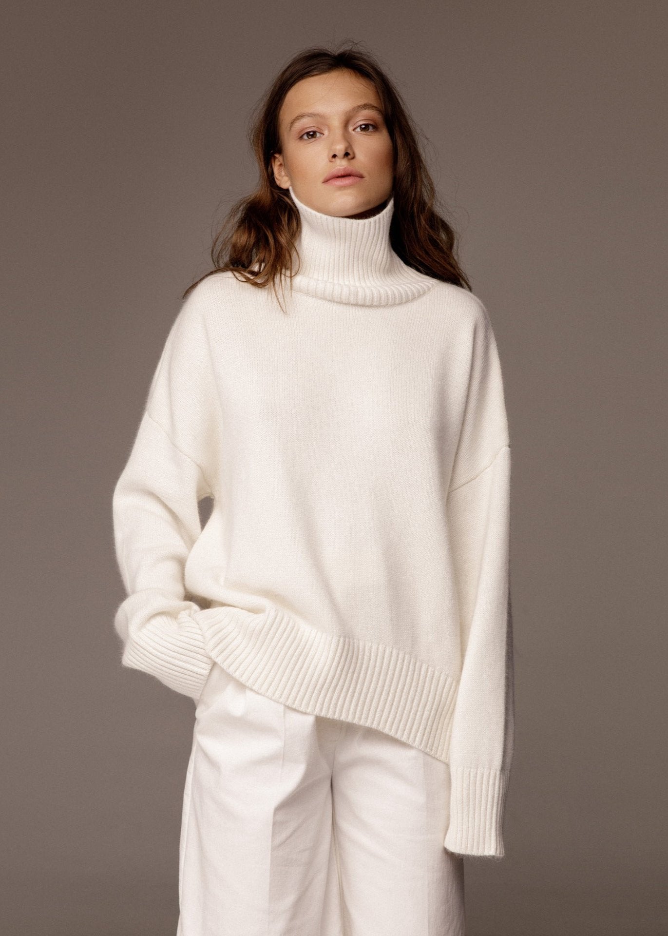 Pull Col Roulé Côtelé Luxe