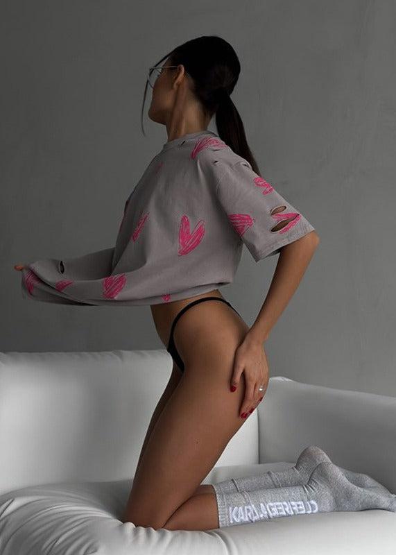 T-shirt surdimensionné Heart Sketch