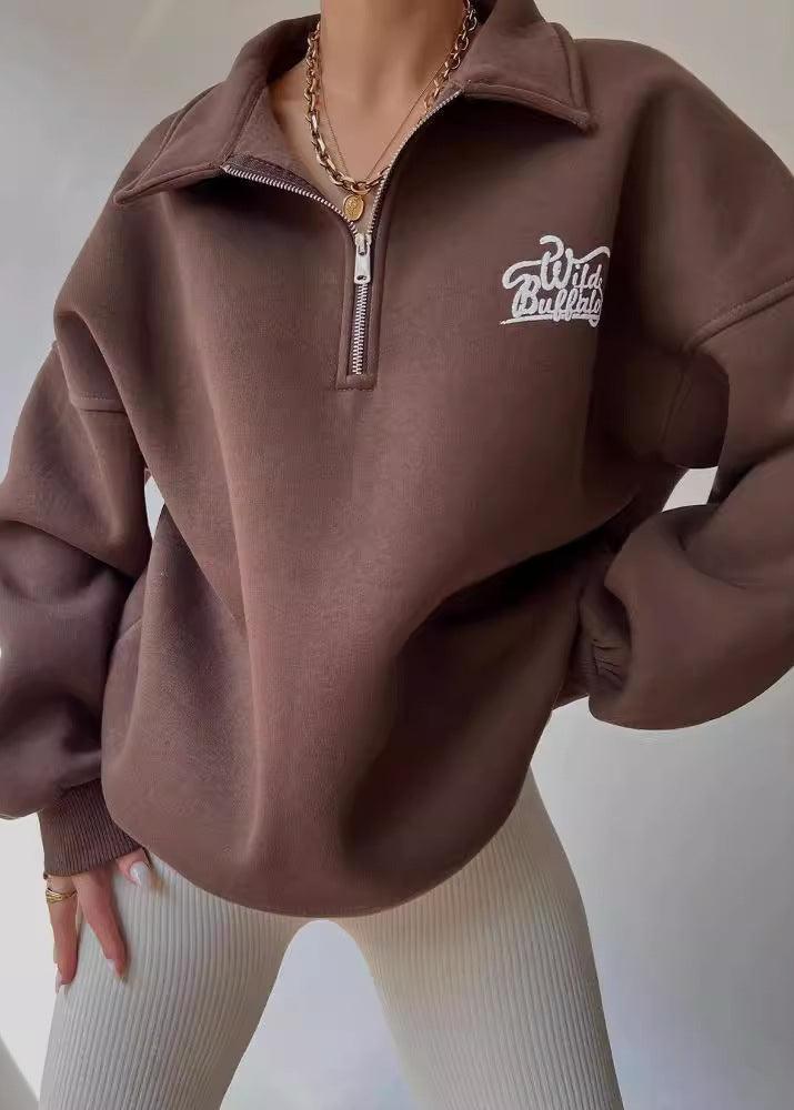 Wild Buffalo - Overmaatse Half-Zip Sweatshirt