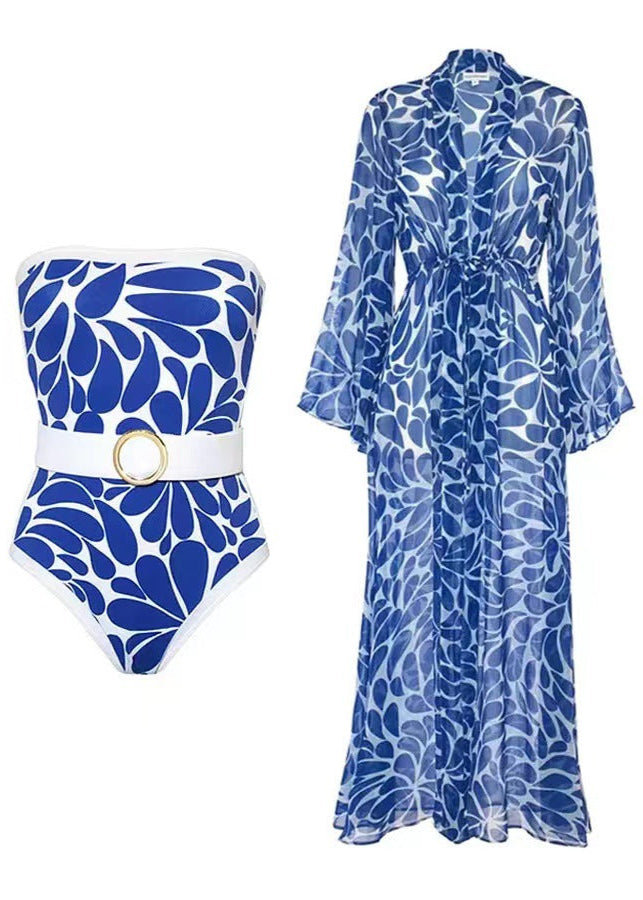 Maillot de bain bustier Santorini Breeze et paréo transparent