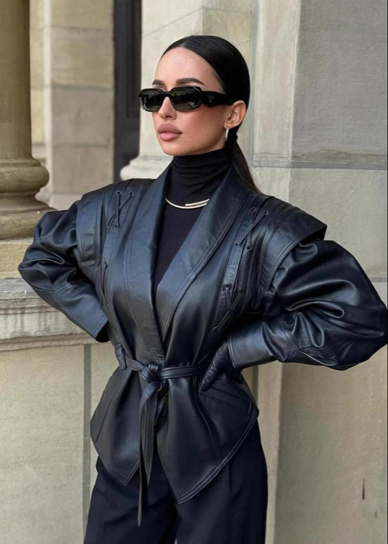 Ravena - Blazer en similicuir à lacets
