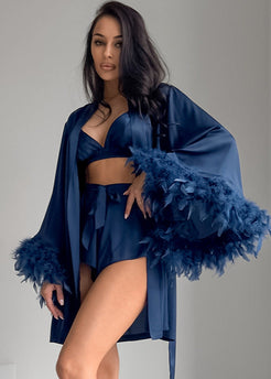 Federbesatz Satin Loungewear Set