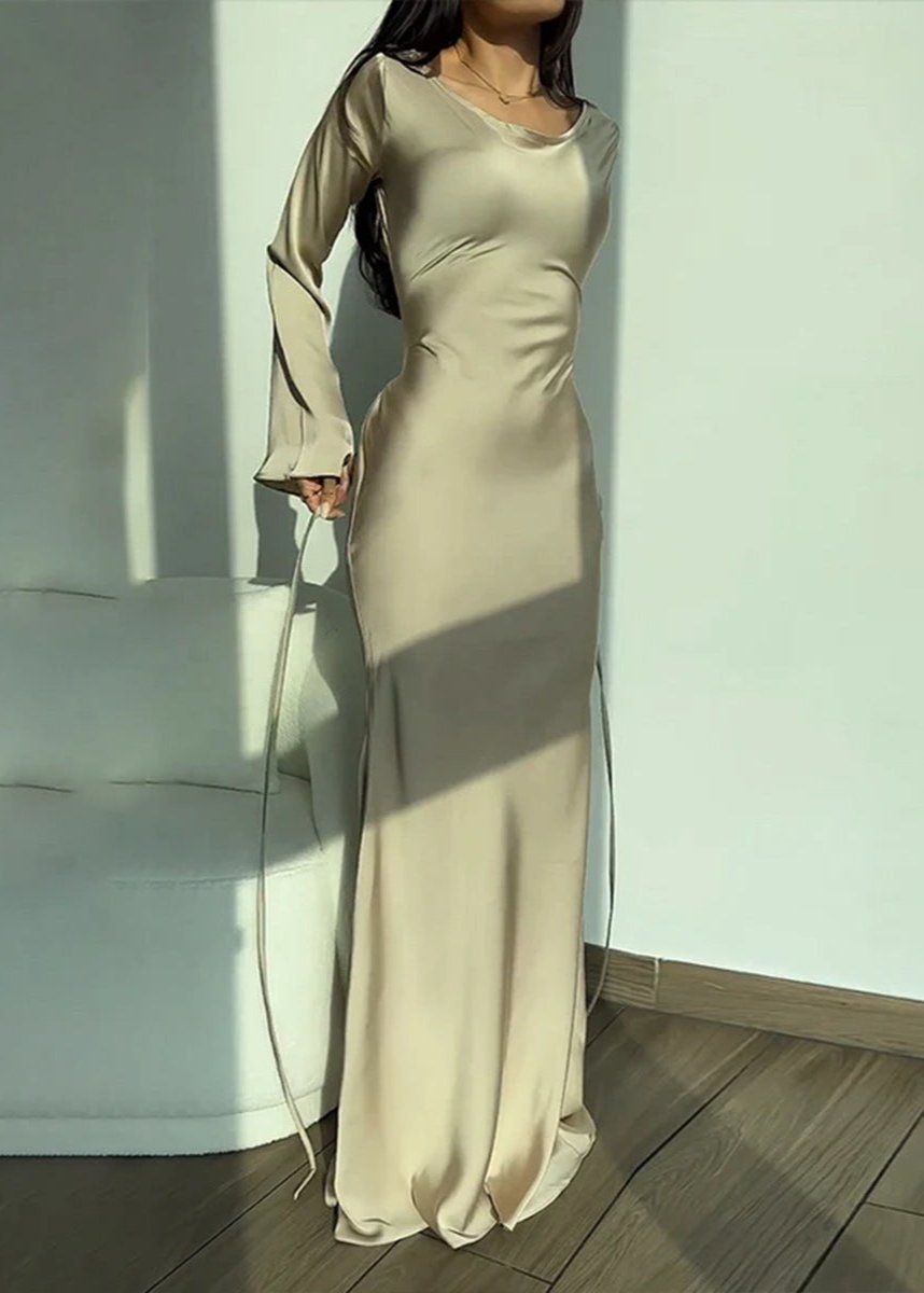Aurora - Satin Long Sleeve Maxi Dress