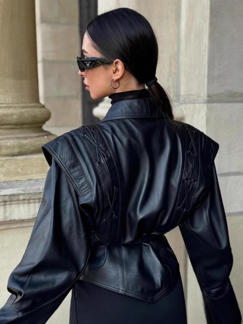 Ravena - Blazer en similicuir à lacets