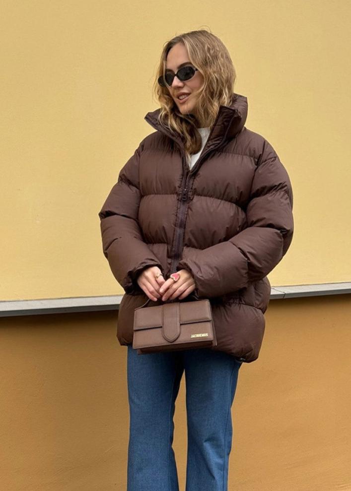 Veste Puffer Chocolat à Capuche - Confortable et Tendance