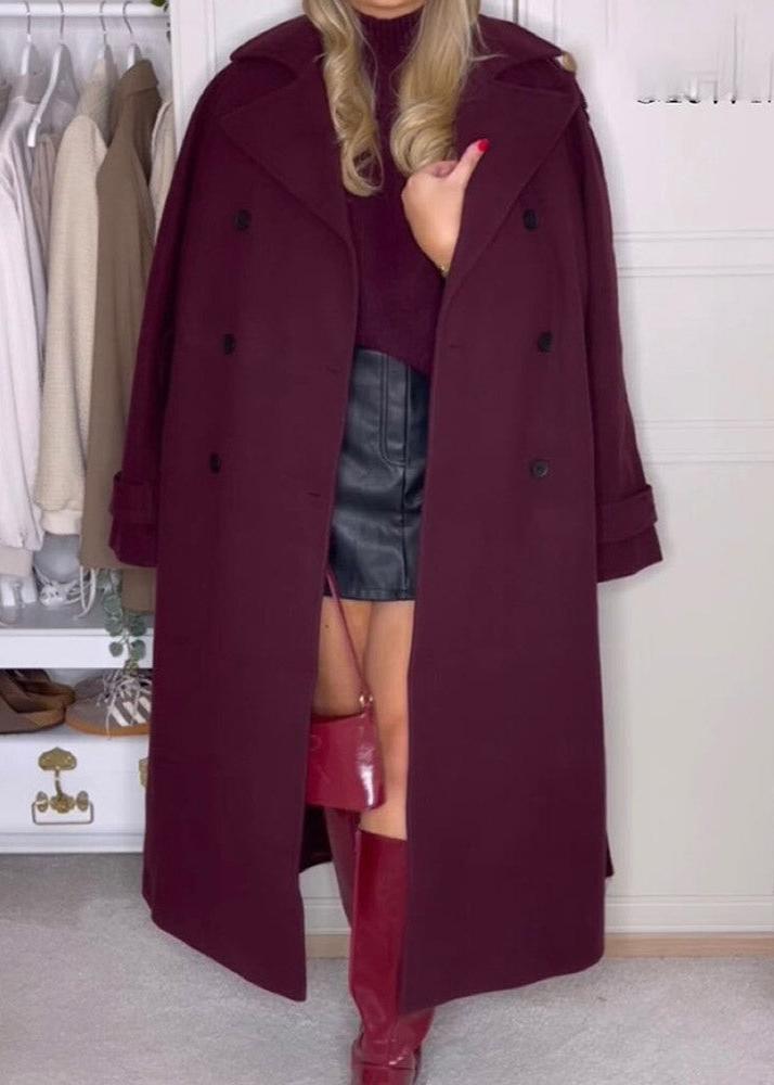 Manteau en laine ceinturé Bordeaux