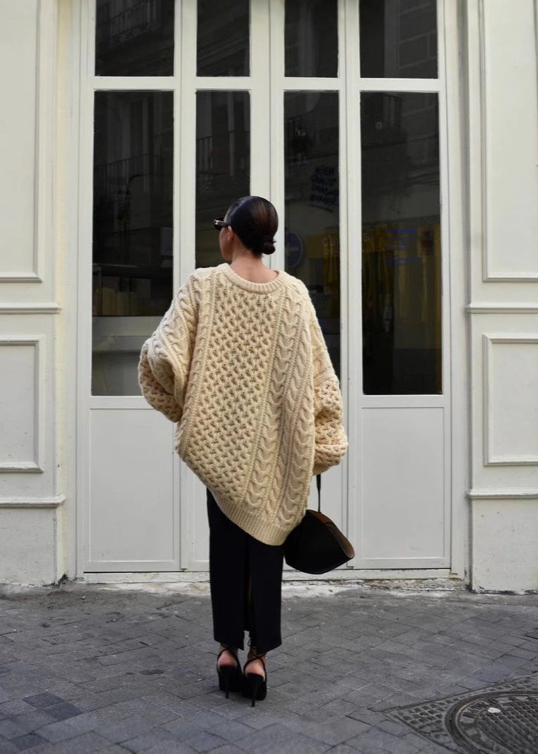 Pull surdimensionné en tricot torsadé confortable