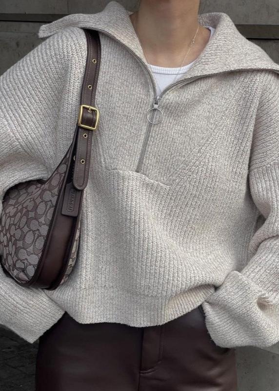 Gezellige Ribgebreide Half-Zip Trui