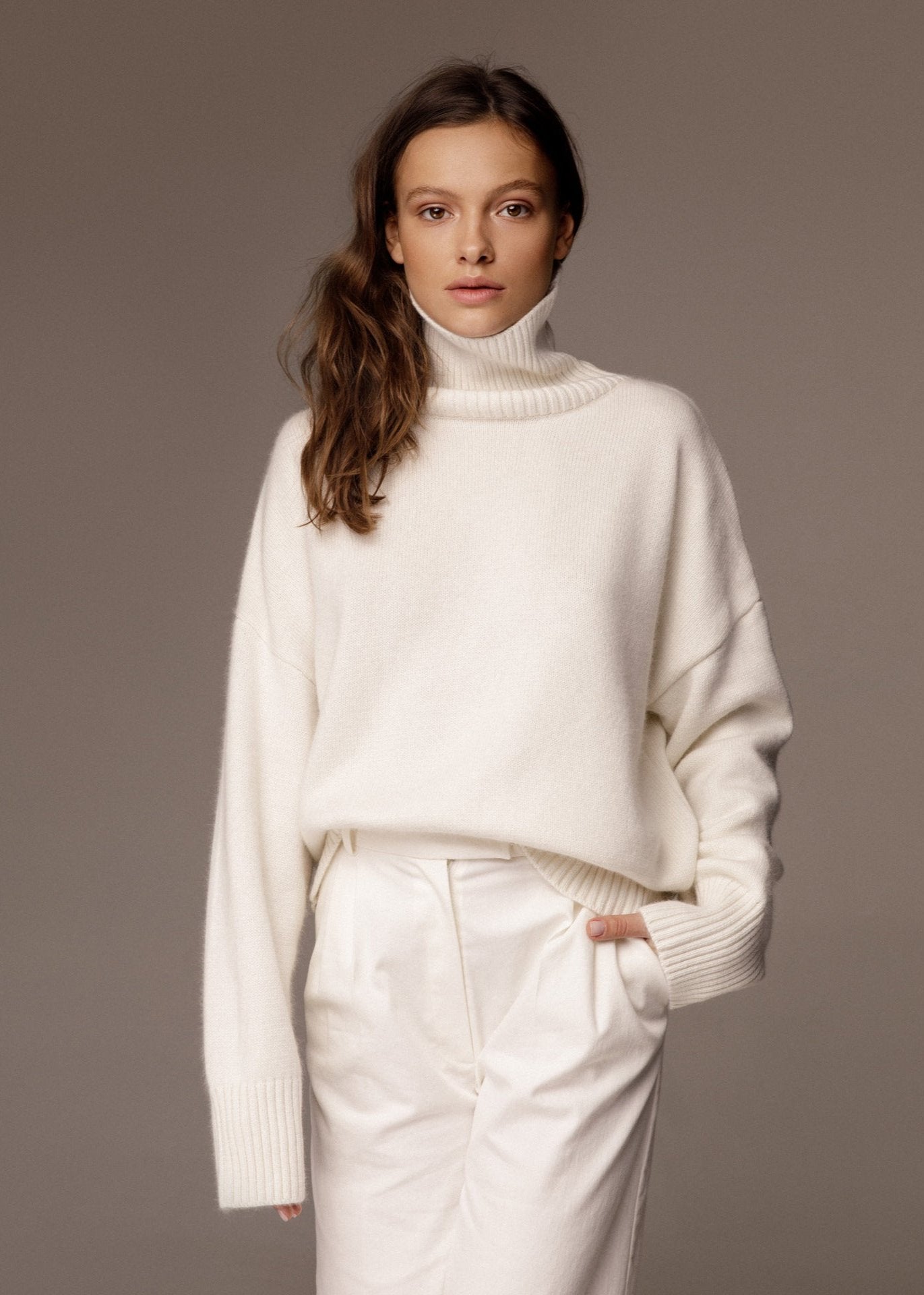 Pull Col Roulé Côtelé Luxe