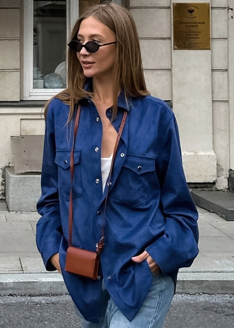 Rowan - Chemise boutonnée en suède surdimensionnée