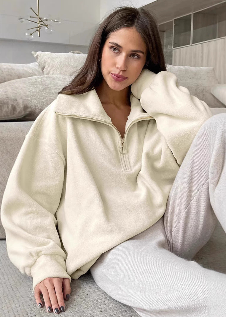 Pull-over en polaire à quart de zip confortable