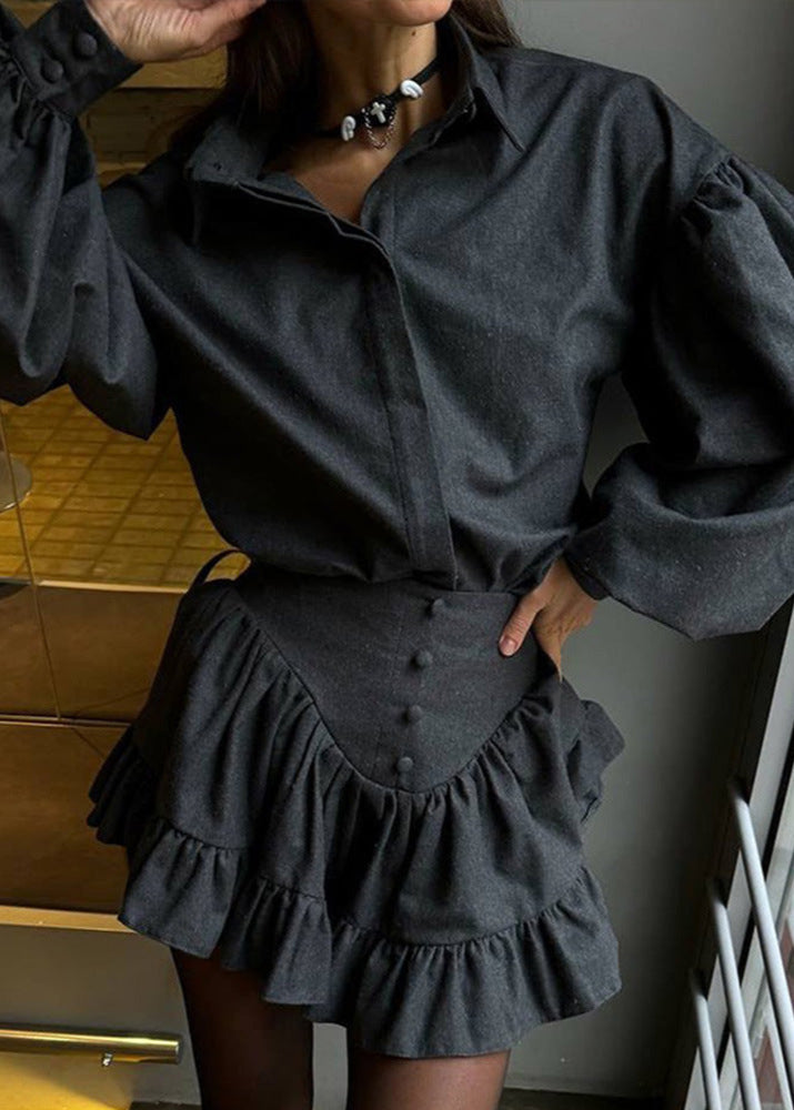 Noir Opulence - Minirok met ruches set