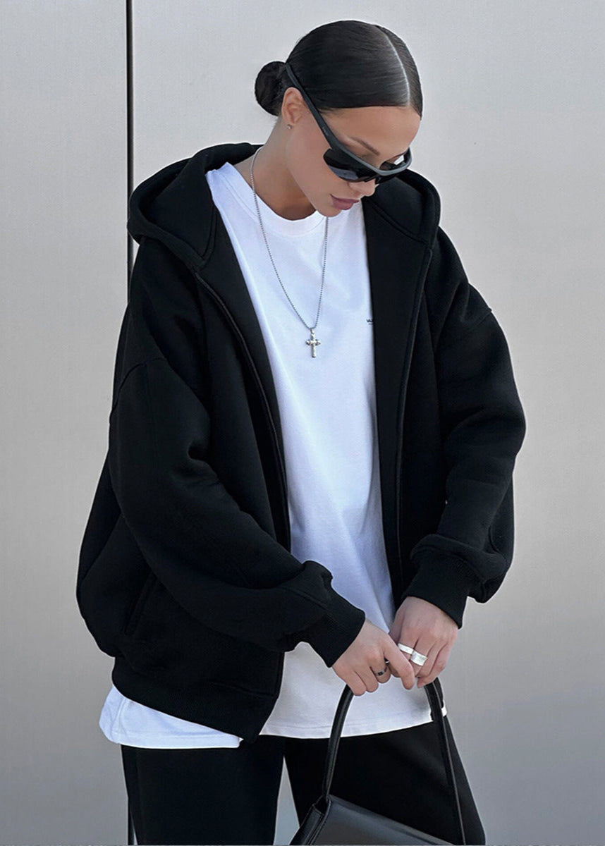 Urban Edge - Conjunto de sudadera con capucha y pantalones deportivos con cremallera de gran tamaño