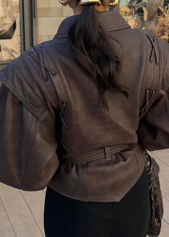 Rowan - Blazer en similicuir avec détails à lacets