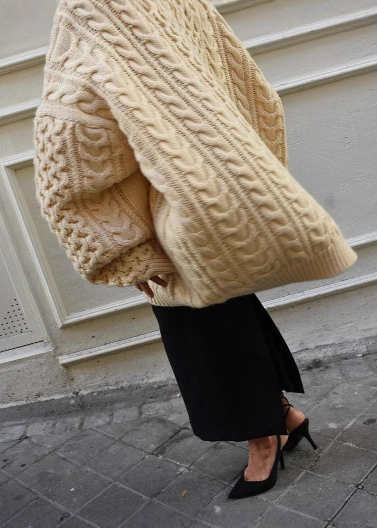 Pull surdimensionné en tricot torsadé confortable
