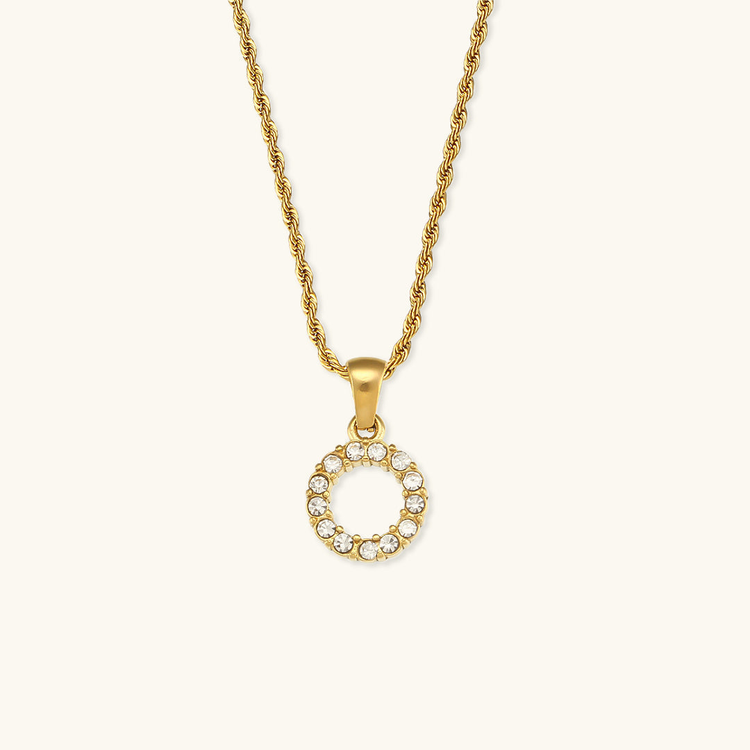 Collar Inicial Celeste con Diamante