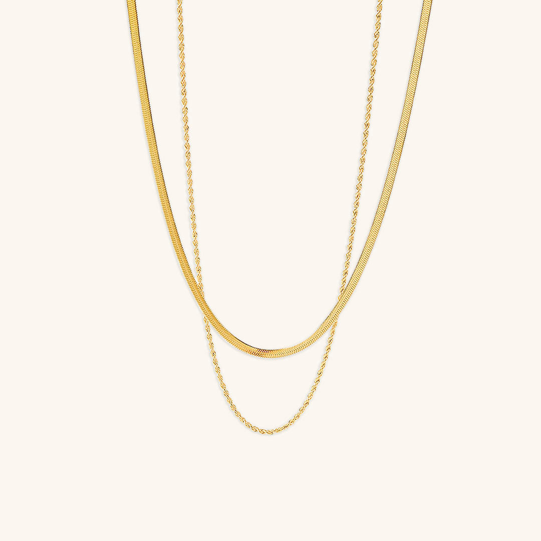 Serena Layers - Collier en double chaîne dorée