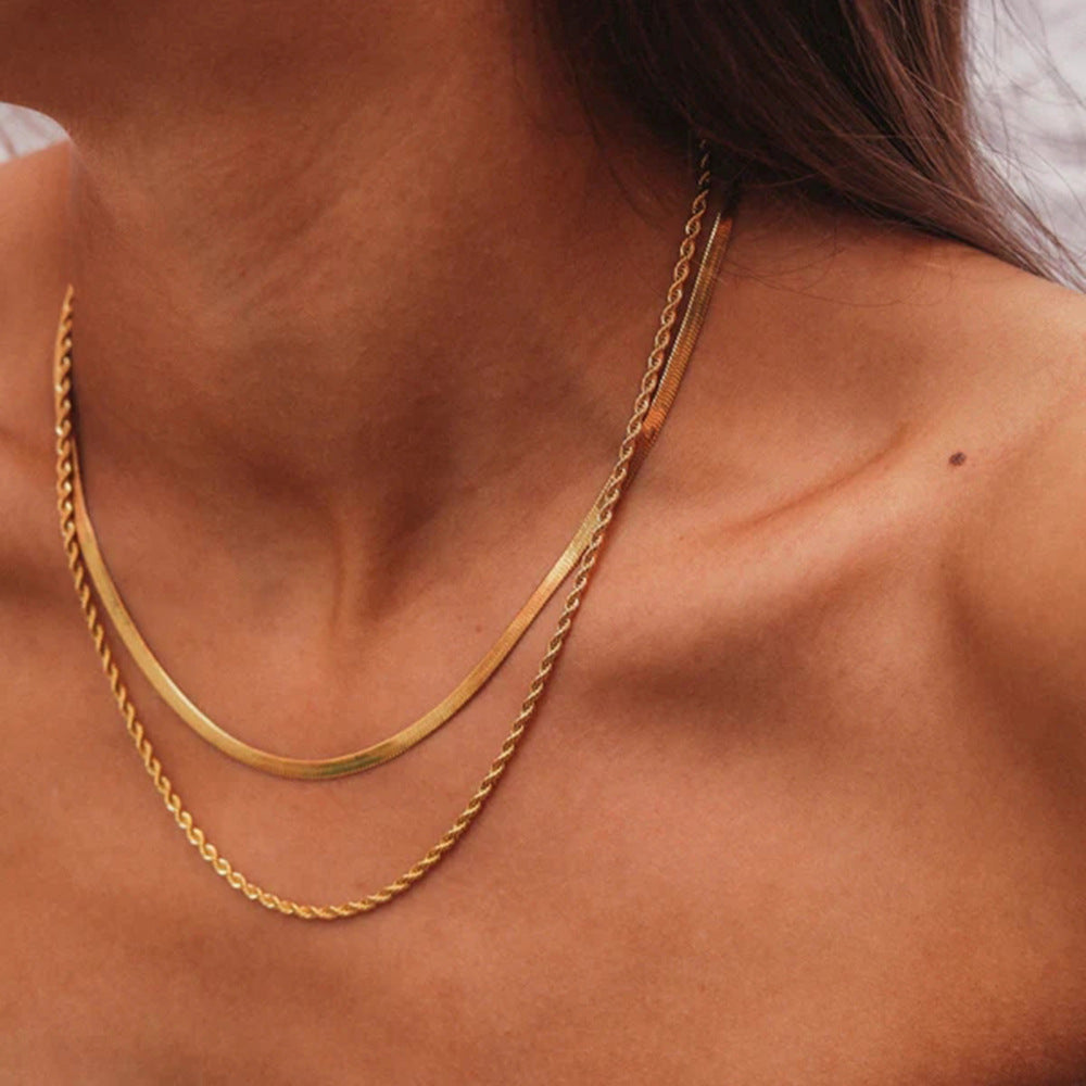 Serena Layers - Collier en double chaîne dorée