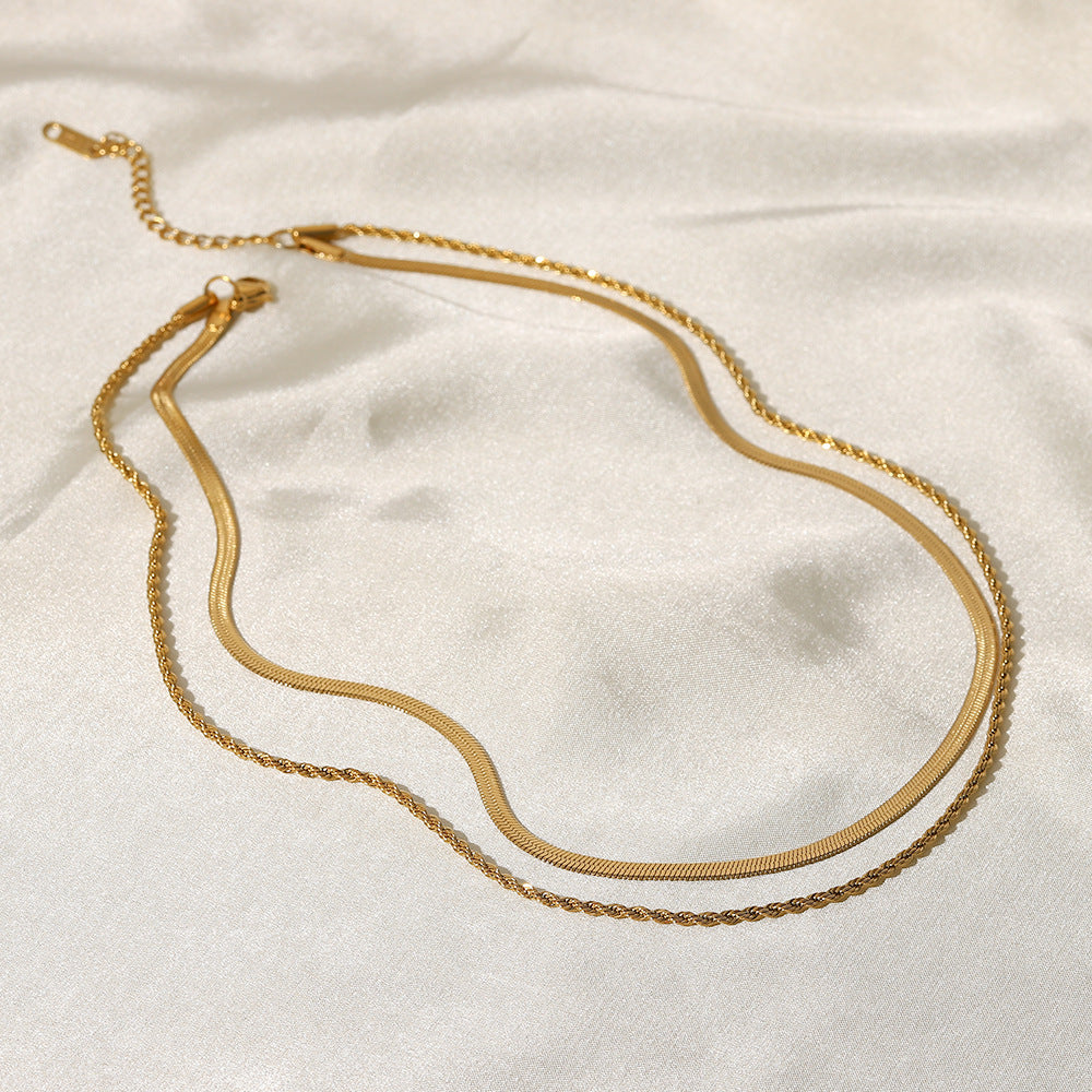 Serena Layers - Collier en double chaîne dorée