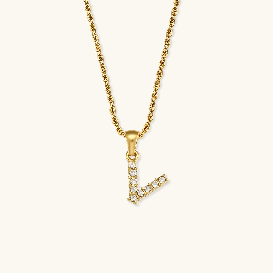 Collar Inicial Celeste con Diamante