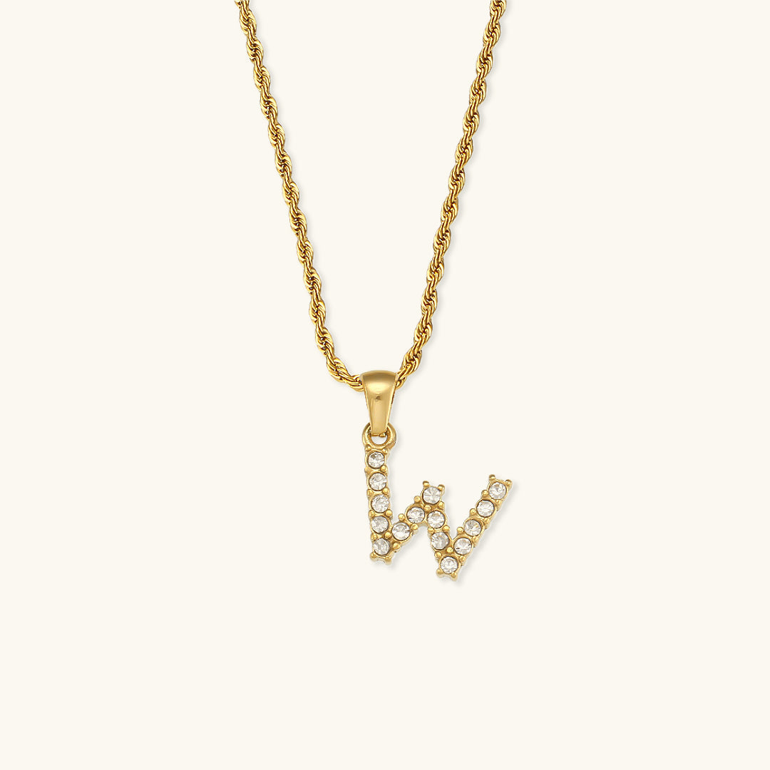 Collar Inicial Celeste con Diamante