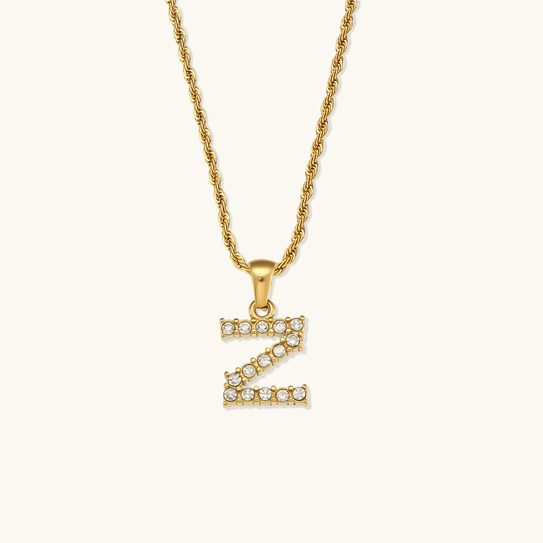 Collar Inicial Celeste con Diamante
