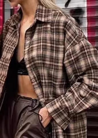 Camisa de mujer vintage retro a cuadros