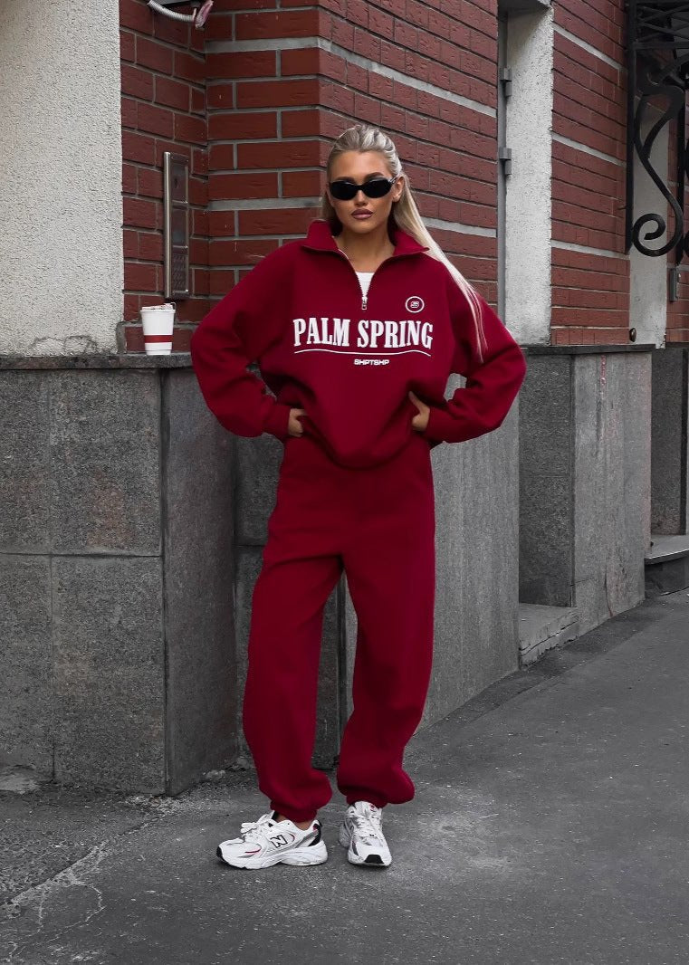Ensemble de sweat à zip avec imprimé lettre - Ambiance Palm Springs