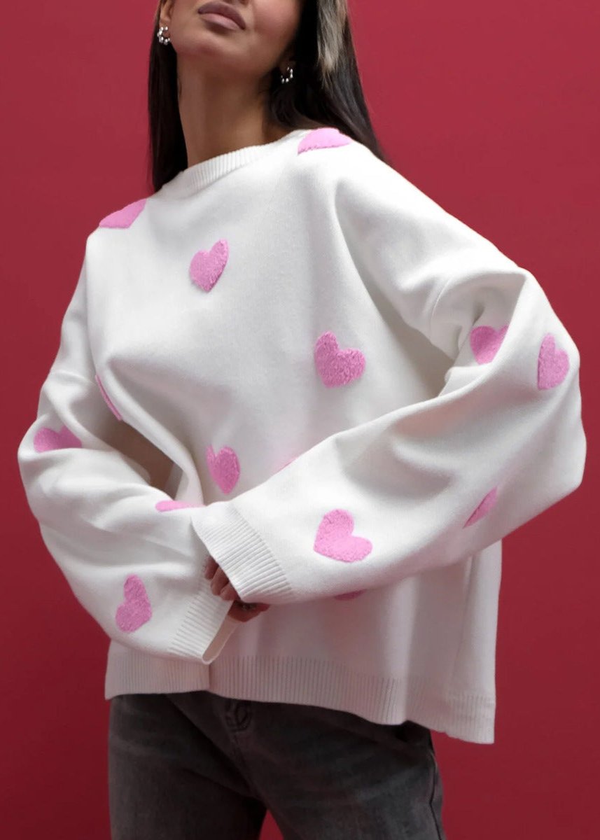 Fashion Love EmbroideRed Sweater For Women - VibeSoothe