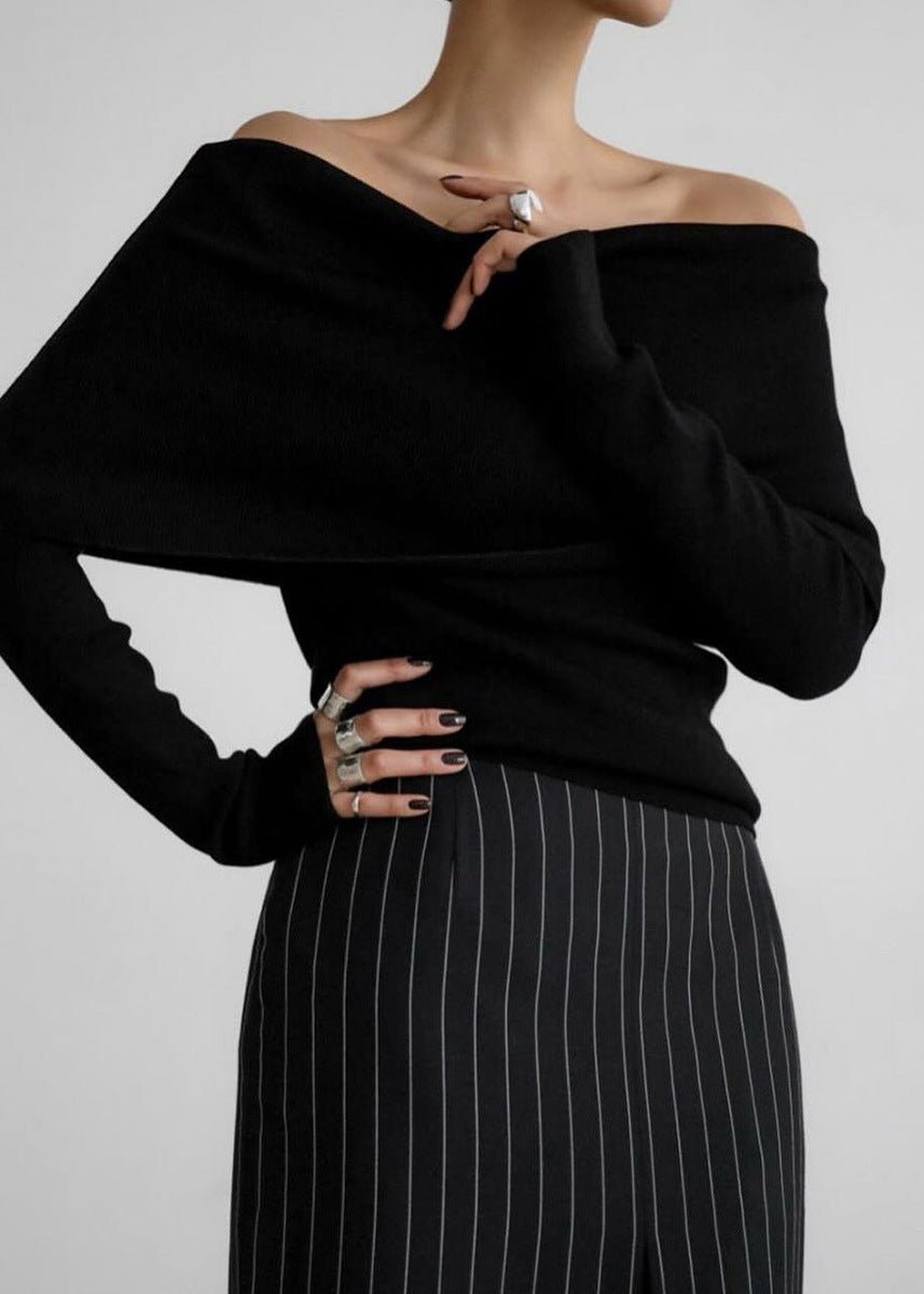 Haut en tricot chic à épaules dénudées